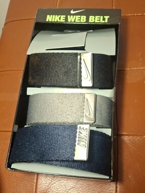 3 Nike Men’s Web Belt Set — Black, Gray, Navy
